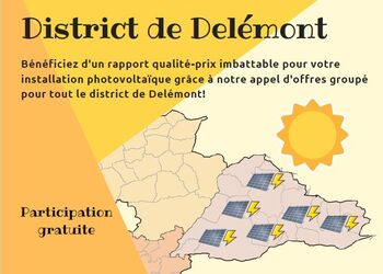 Action solaire District de Delémont: appel d'offre groupé pour tous
